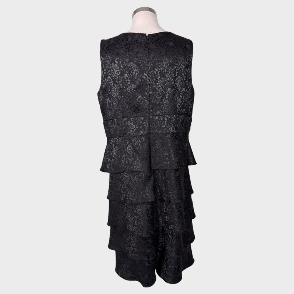 Collection Dressbarn Womens 14W Sleeveless V Neck Black Tiered Dress - Picture 9 of 10